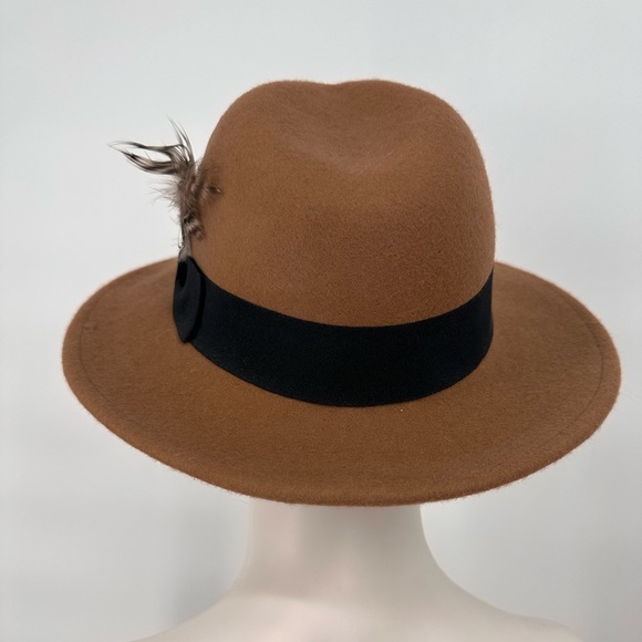 100% Wool Feather Detail Fedora - Picture 6 of 6